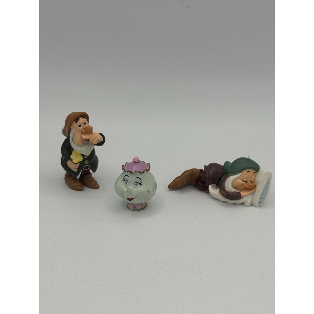 Lot Of 3 Disney 2" Sleepy, Sneezy And Mrs. Potts PVC Figures